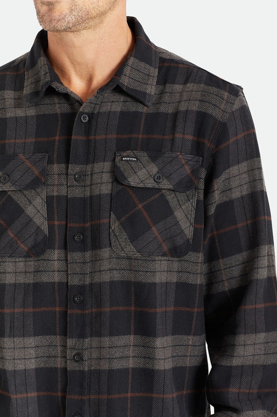 Brixton Bowery Flanell Schwarz/Anthrazit Button-Ups