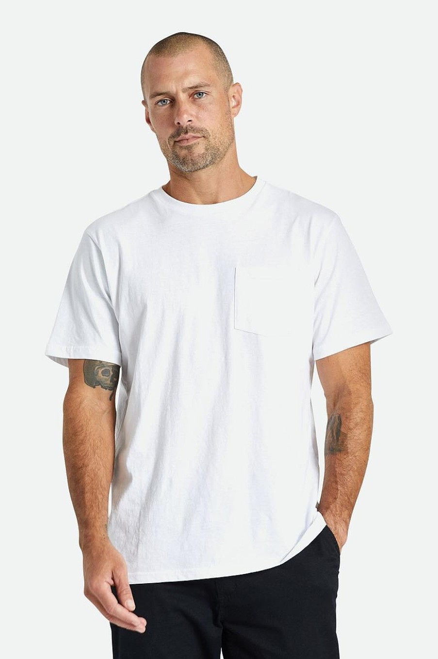 Brixton Hochwertiges S/S-Taschen-T-Shirt Aus Baumwolle Weis T-Shirts