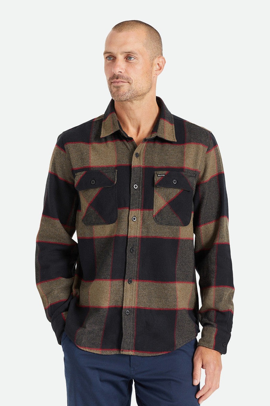 Brixton Bowery Flanell Heidegrau/Anthrazit Waschlappen