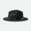 Brixton Messer Fedora Schwarz Schwarz Volle Krempe Und Fedoras