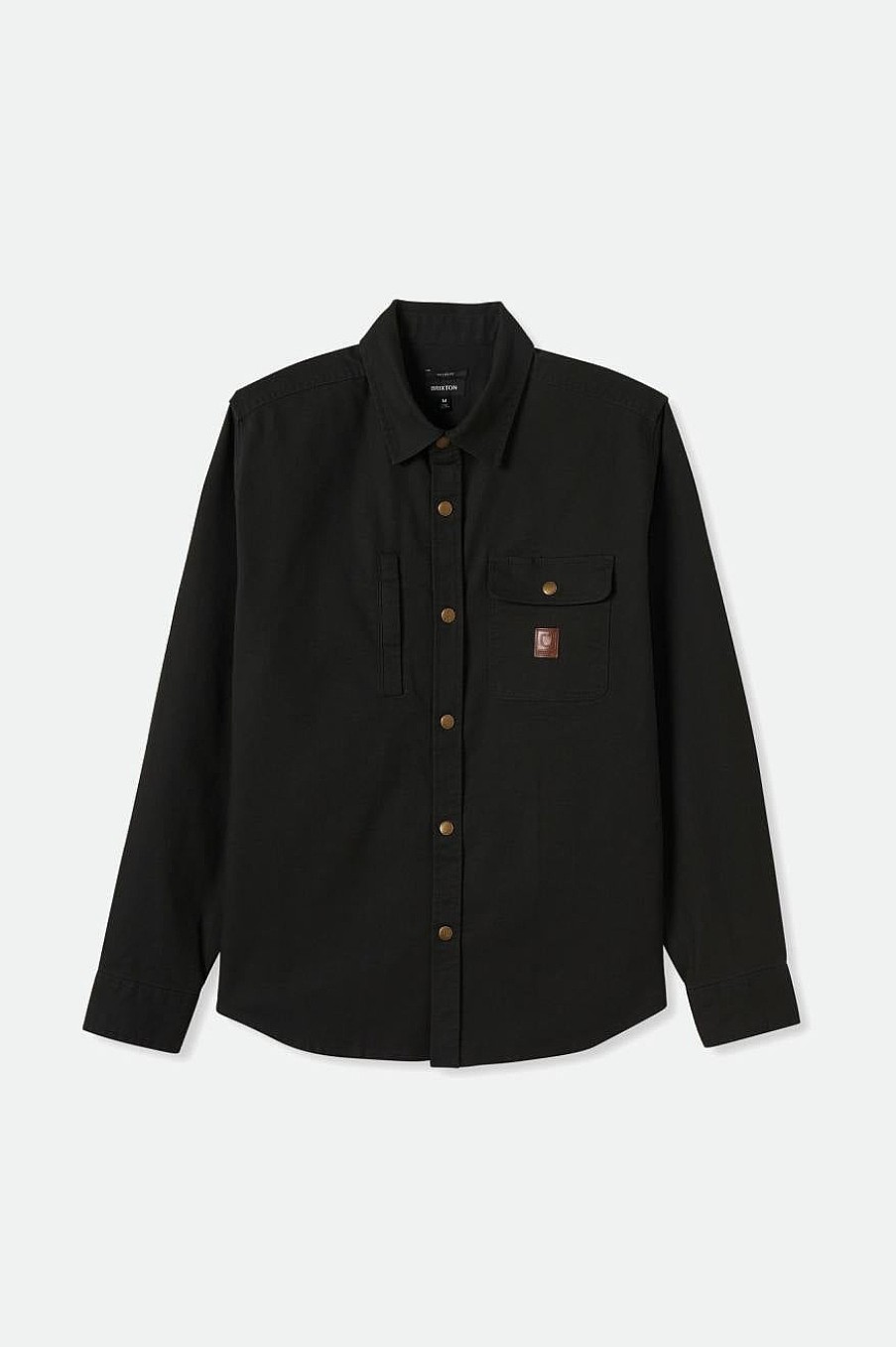 Brixton Builders Stretch L/S-Overshirt Schwarz Gewaschen Button-Ups