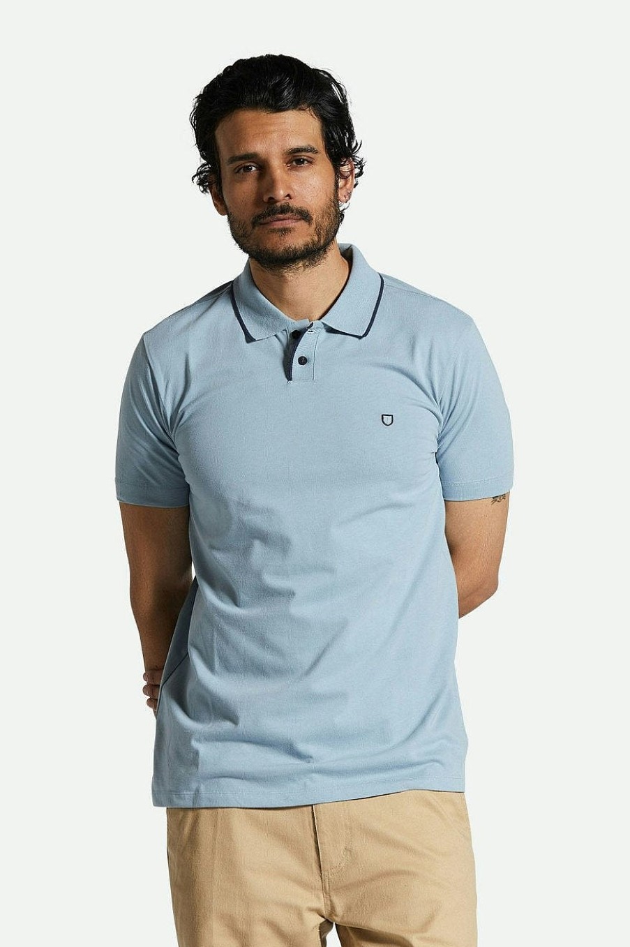 Brixton Mod Flex S/S Polo Staubiges Blau/Verwaschenes Marineblau Strickwaren Und Hoodies