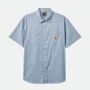 Brixton Builders Mechanic S/S-Shirt Staubiges Blau Button-Ups