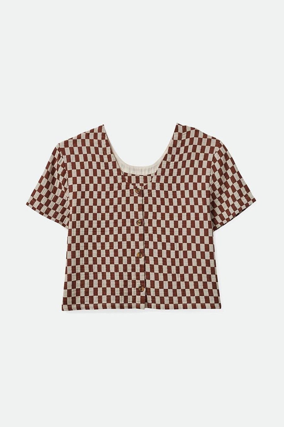 Brixton Mykonos Small Check S/S Woven Sepia Oberteile