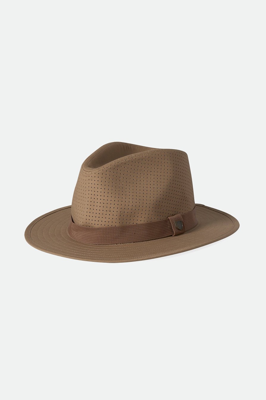 Brixton Messer Coolmax Fedora Khaki Volle Krempe Und Fedoras