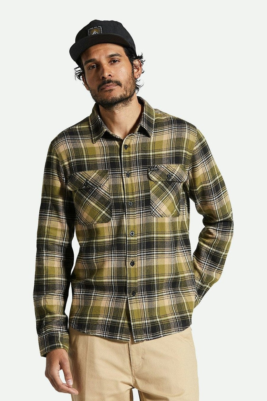 Brixton Bowery Flanell Gruner Kelp/Sand/Schwarz Waschlappen