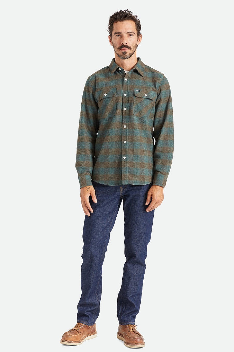 Brixton Bowery L/S Flanell Ozean Button-Ups