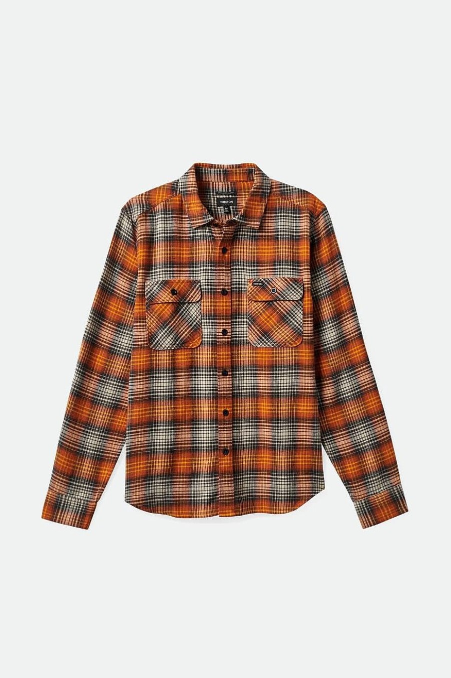 Brixton Bowery Leichter, Ultraweicher Flanell Terrakotta/Schwarz Button-Ups