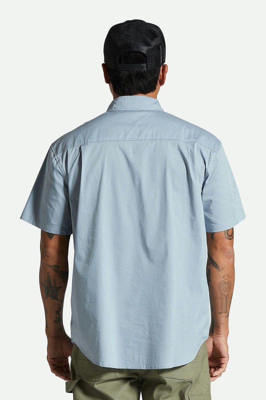 Brixton Builders Mechanic S/S-Shirt Staubiges Blau Button-Ups