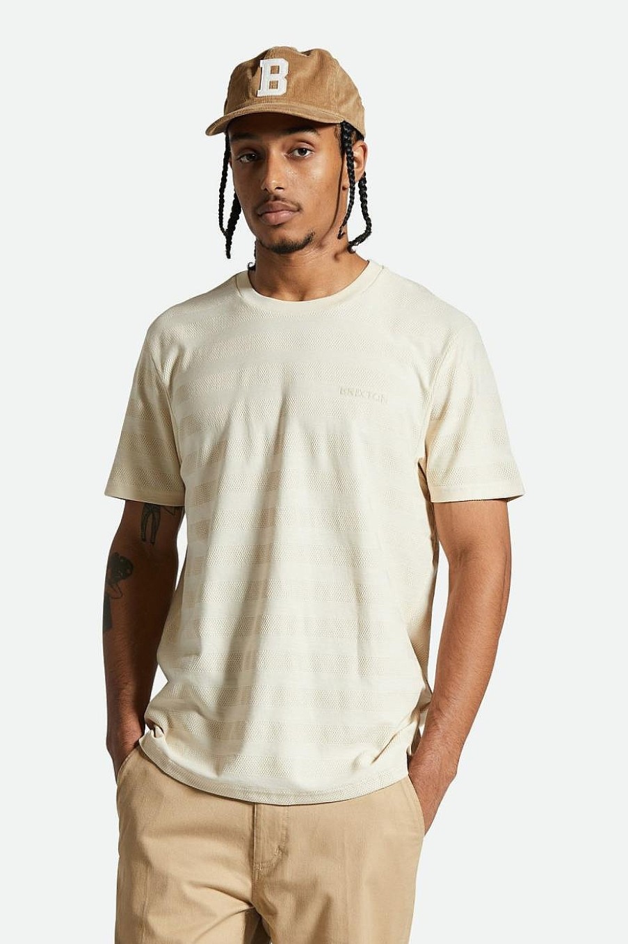 Brixton Das City Jacquard Stripe S/S T-Shirt Weise Kappe T-Shirts