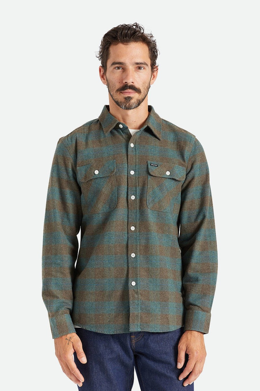 Brixton Bowery L/S Flanell Ozean Button-Ups