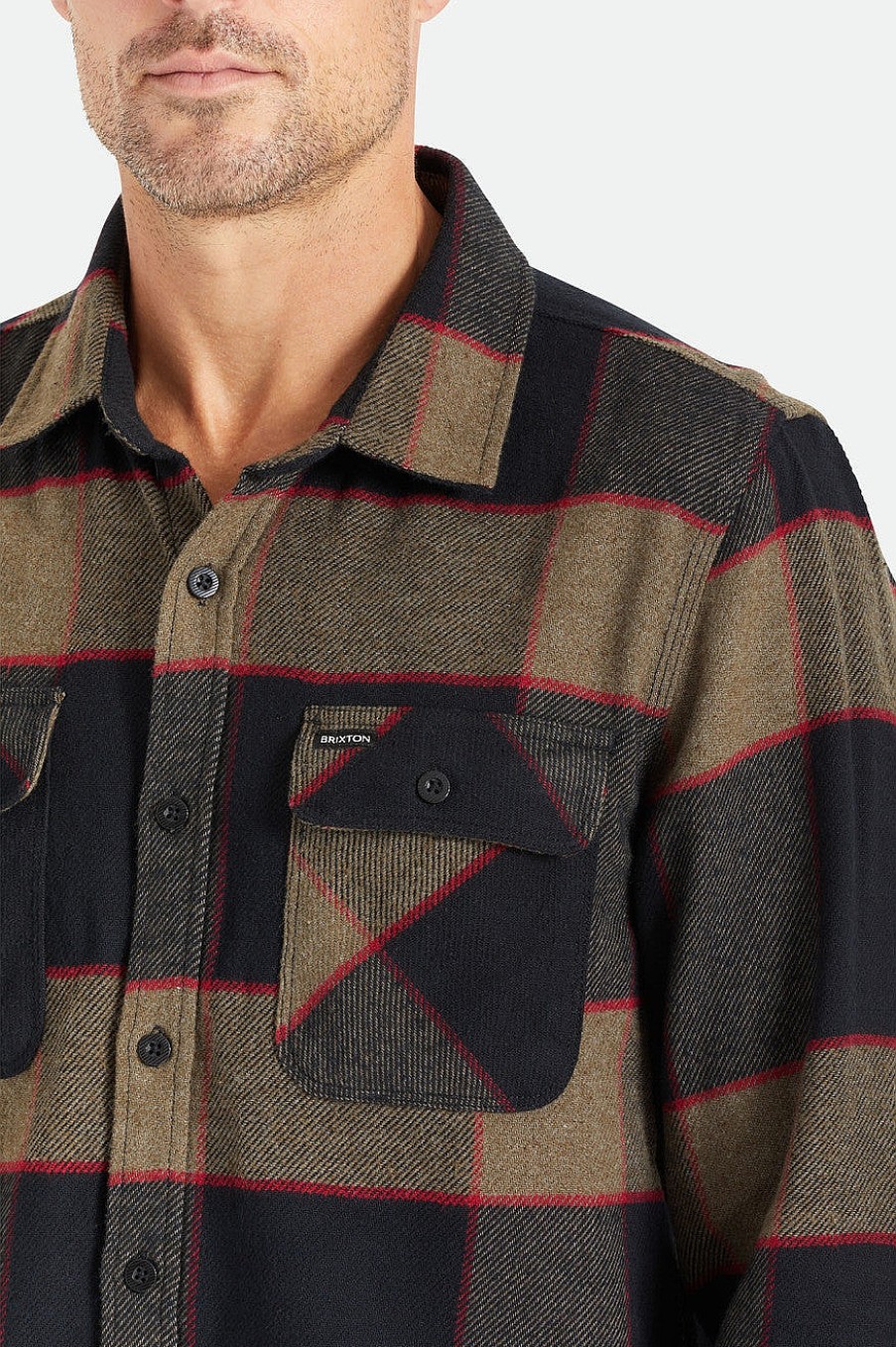 Brixton Bowery Flanell Heidegrau/Anthrazit Button-Ups