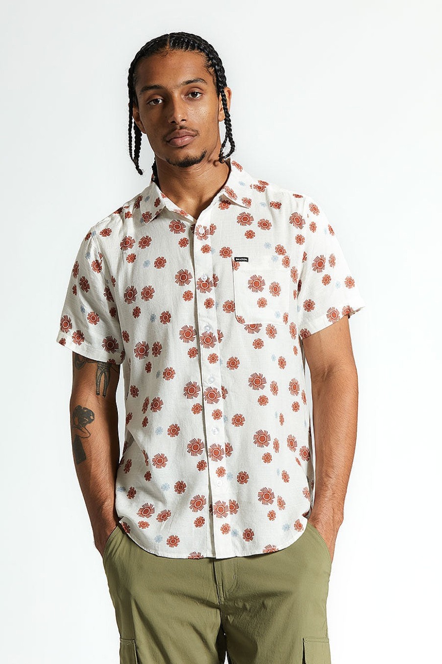 Brixton Charter Slub S/S Woven Shirt Off White Sol Button-Ups