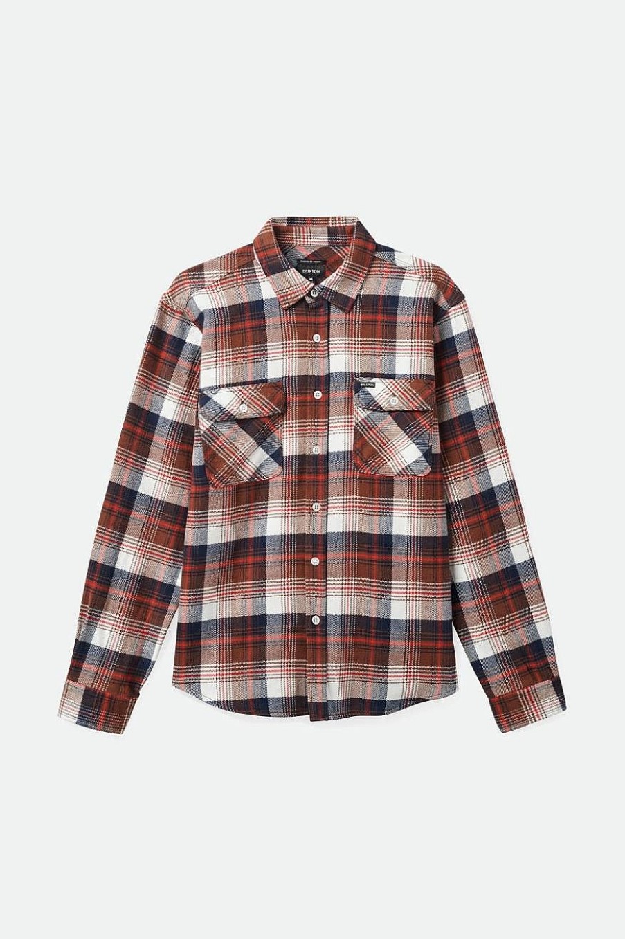 Brixton Bowery Flanell Verwaschenes Marineblau/Sepia/Gebrochenes Weis Button-Ups