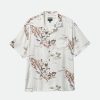 Brixton Bunker Slub S/S Gewebtes Hemd Mit Camp-Kragen Off White/Karte Button-Ups