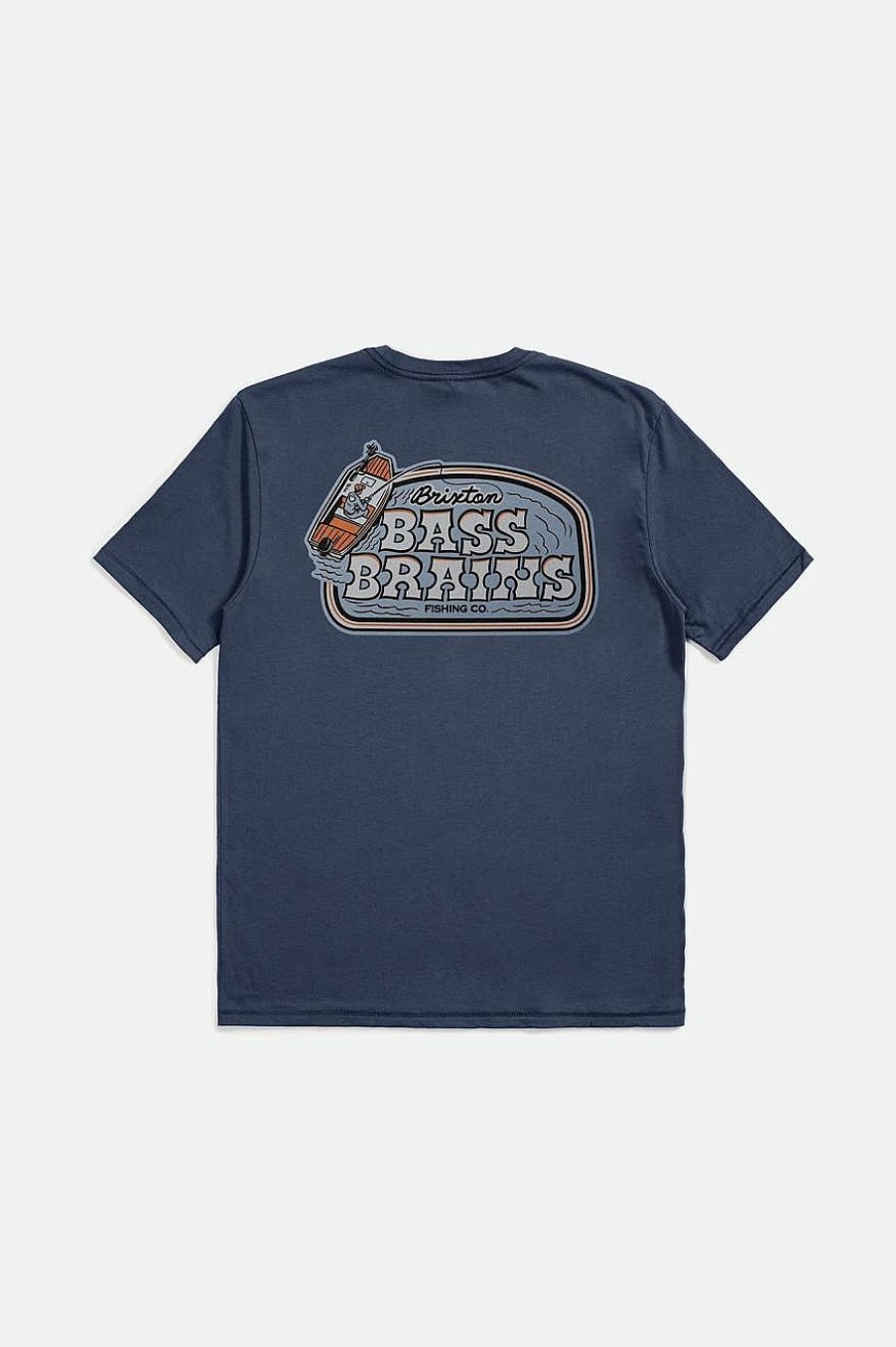 Brixton Bass Brains Boat S/S Standard-T-Shirt Gewaschenes Marineblau T-Shirts