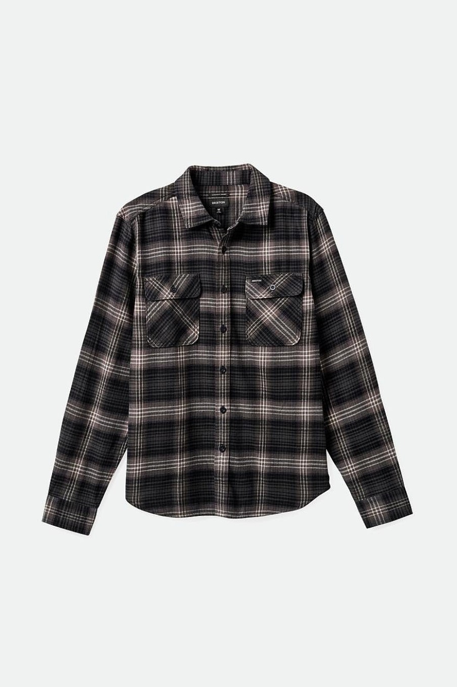 Brixton Bowery Leichter, Ultraweicher Flanell Anthrazit/Schwarz Button-Ups