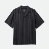 Brixton Bunker Seersucker S/S Camp Collar Woven Shirt Schwarz/Anthrazit Button-Ups