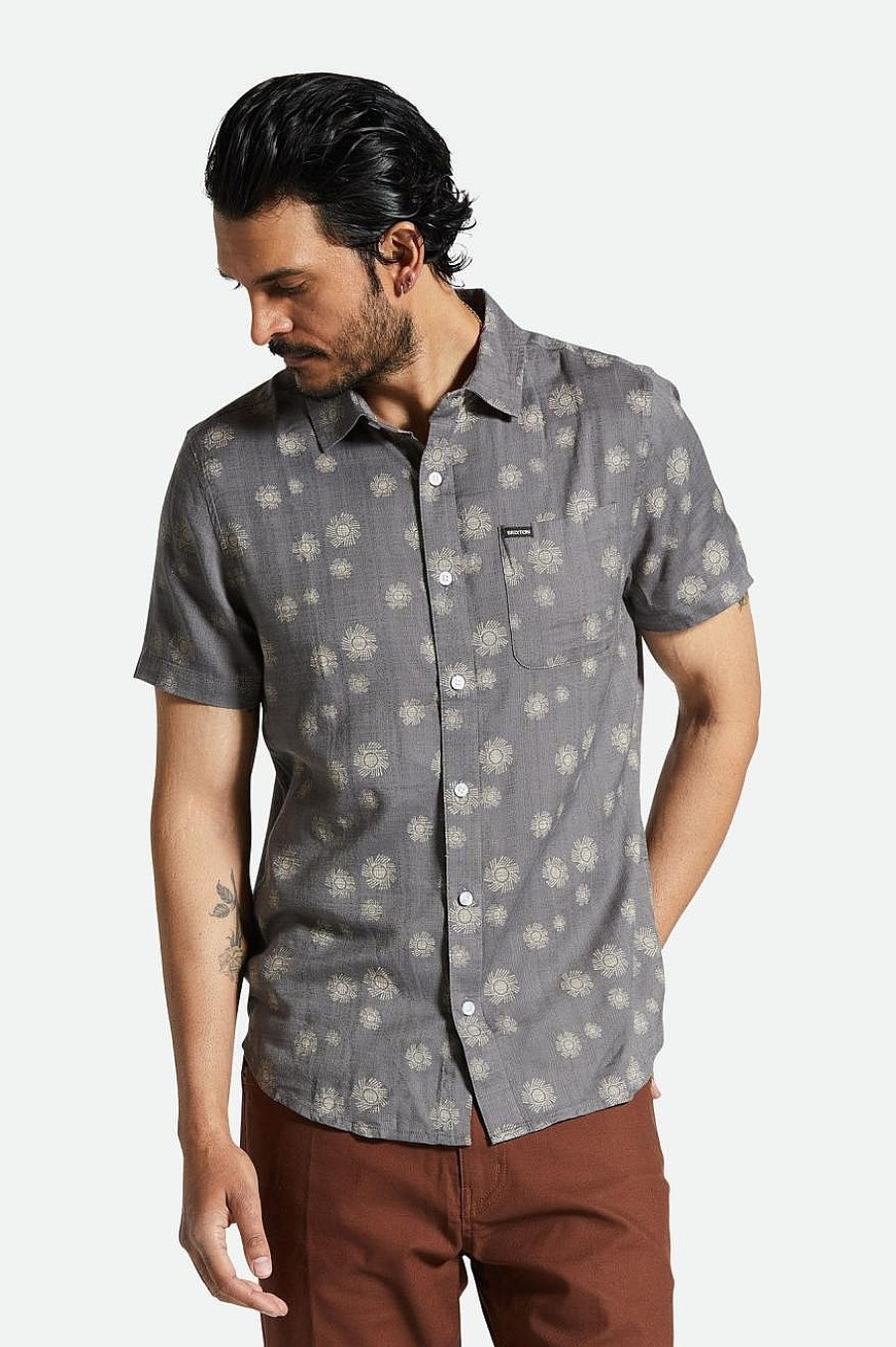 Brixton Charter Slub S/S Woven Shirt Kohlesol Button-Ups