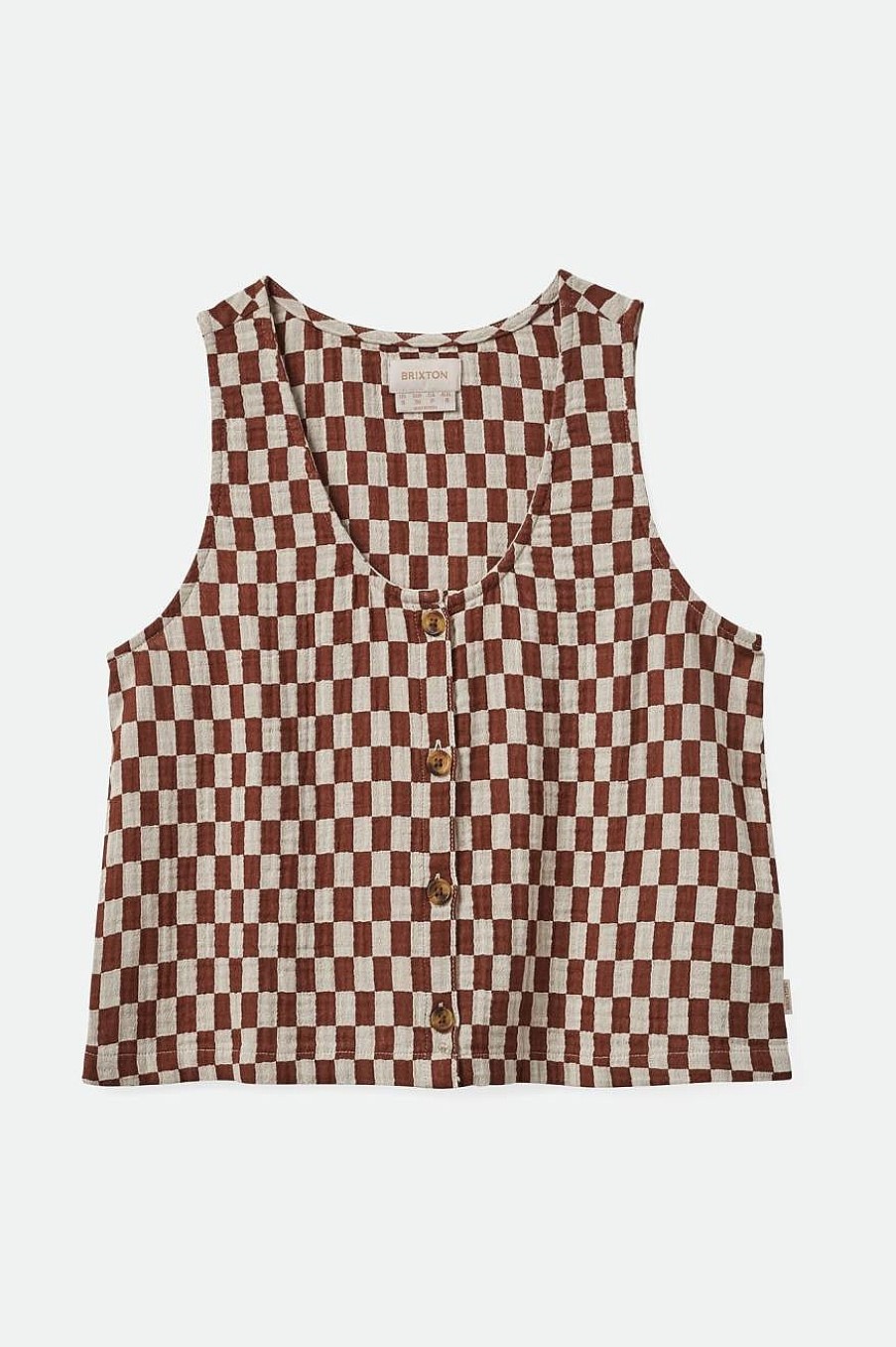 Brixton Mykonos Kleines Tanktop Mit Karomuster Sepia Oberteile