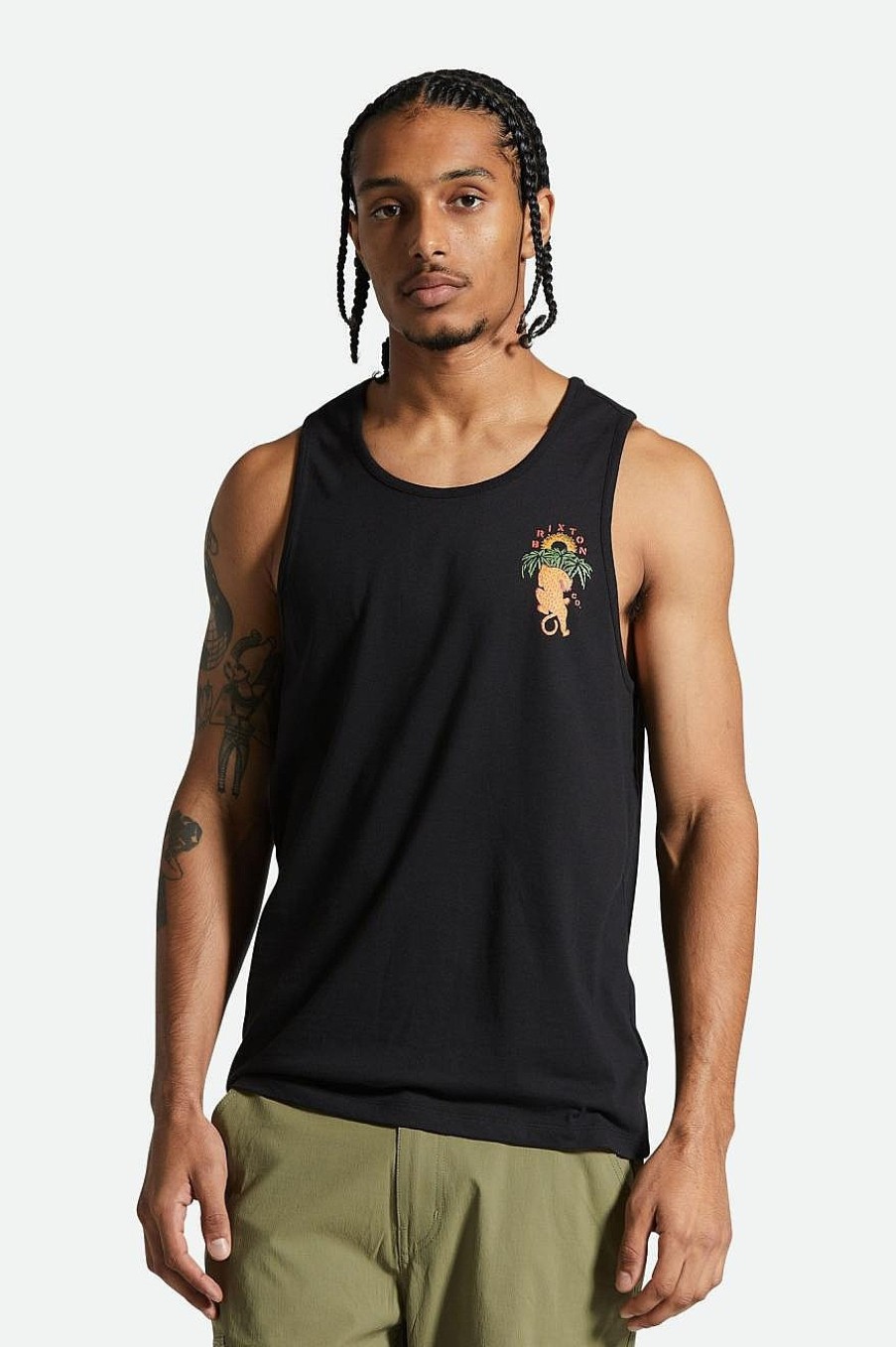 Brixton Palmen-Jaguar-Tanktop Schwarz Strickwaren Und Hoodies