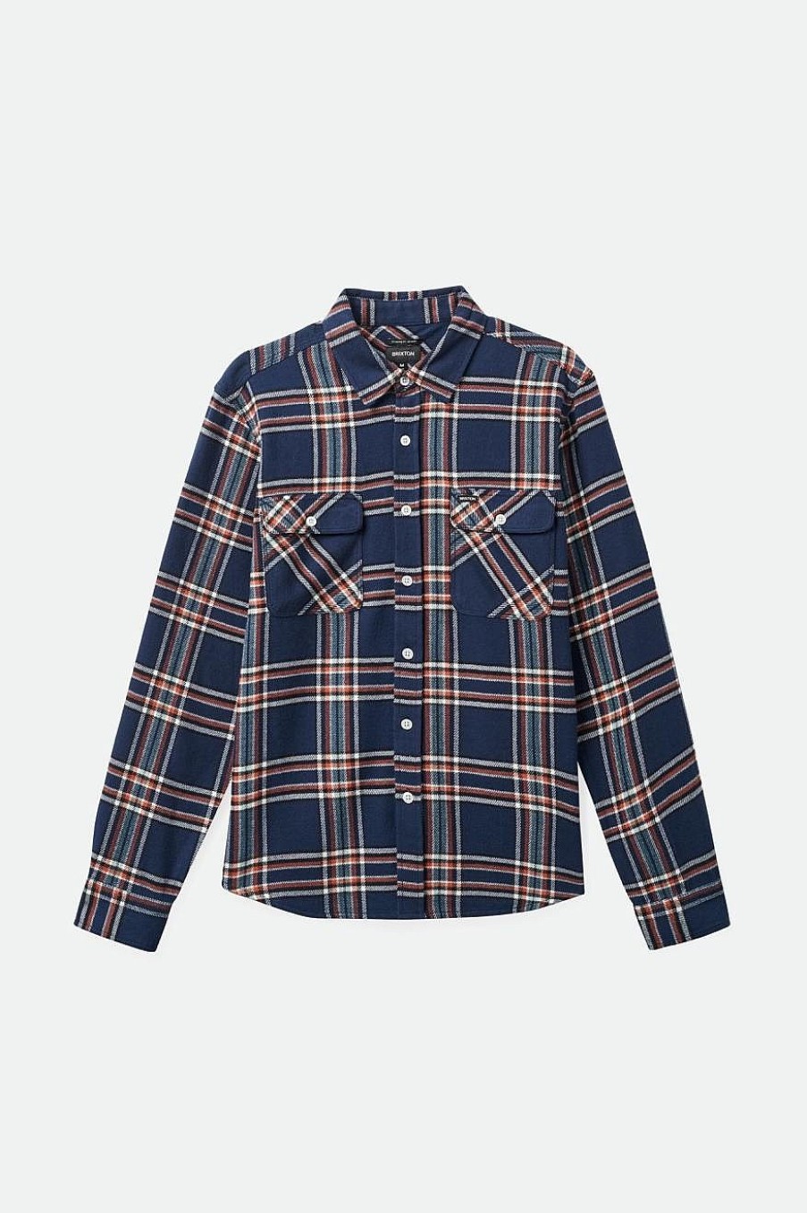 Brixton Bowery Flanell Verwaschenes Marineblau/Gebrochenes Weis/Terrakotta Button-Ups